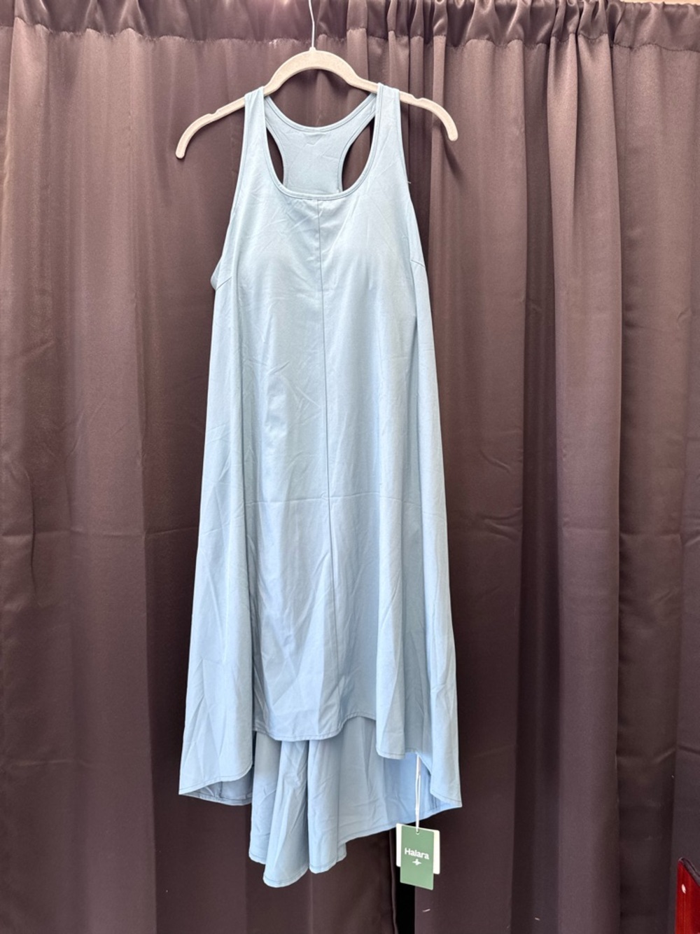 HALARA Light Blue High-Low Racerback Swing Dress
